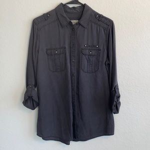 Express black boyfriend fit button up